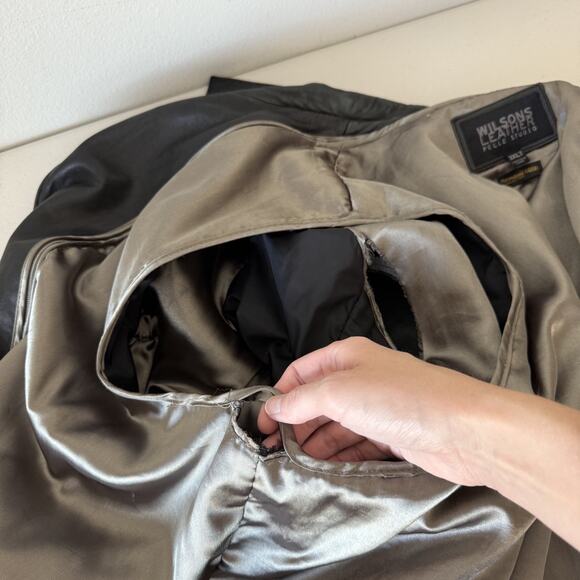 Wilsons Leather Pelle Studio Black Long Sleeve Button Front Coat Mens Sz 3XLT - Picture 13 of 16